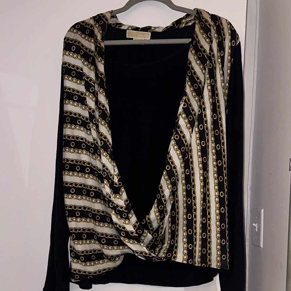 Michael Kors Black Top with Gold Chain Design